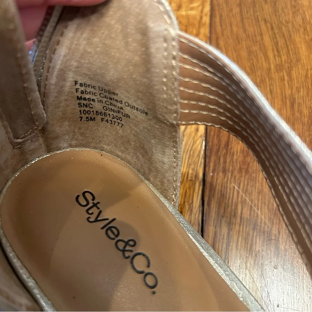 Style & Co Gold Rhinestone Dress Sandals Womens 7.5 Wedding Evening Prom Heels - Picture 3 of 5